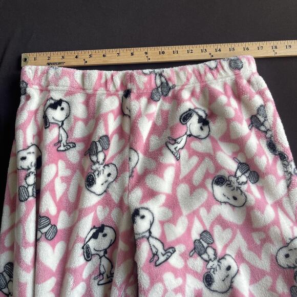 Munki Munki Peanuts Pajama Set Womens XL Snoopy Hearts Fleece Sleepwear Cute - Picture 8 of 12